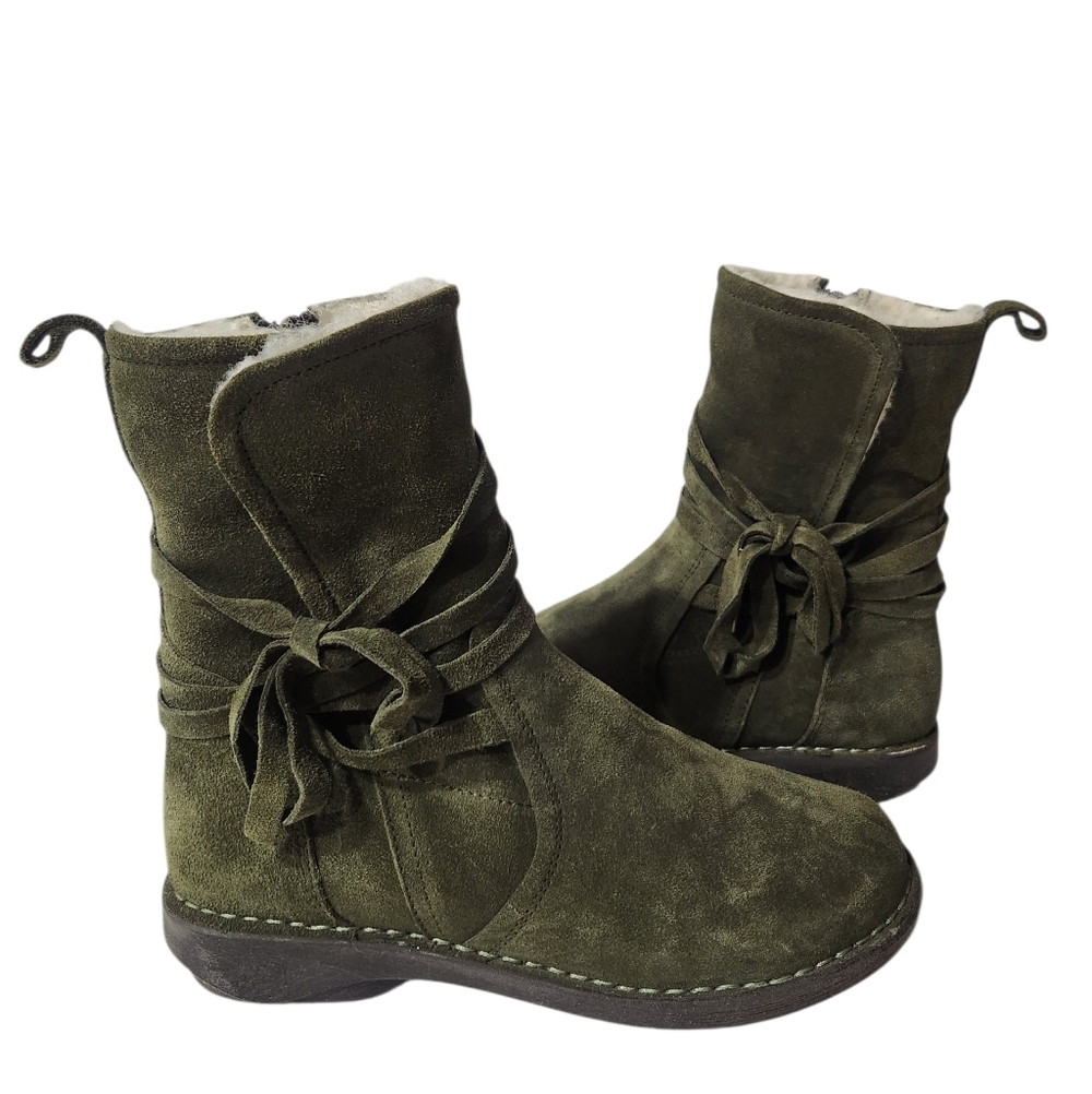 Miz Mooz Forest Green Suede Mid-Calf Boots Size EU 36